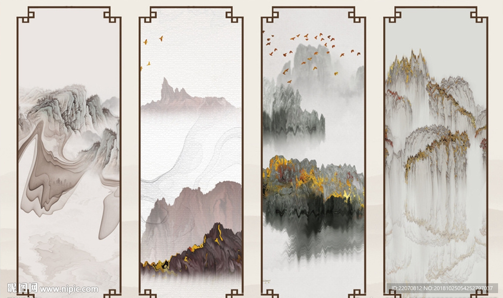 中国风水墨山水背景墙