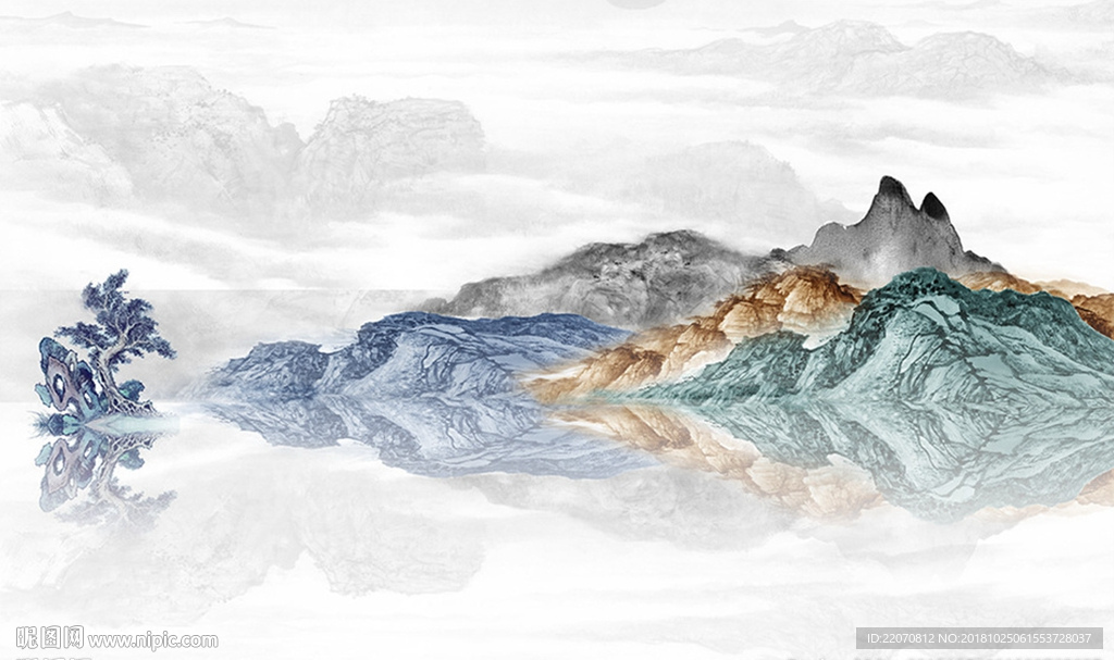 中式水墨山水背景墙