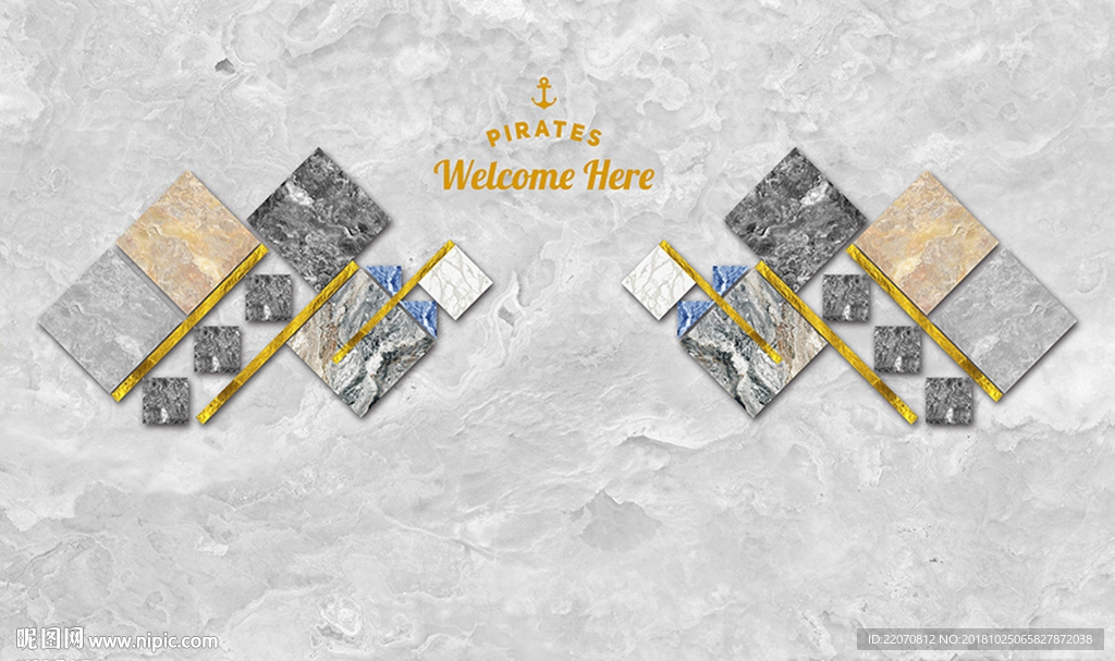 中式抽象几何纹背景墙