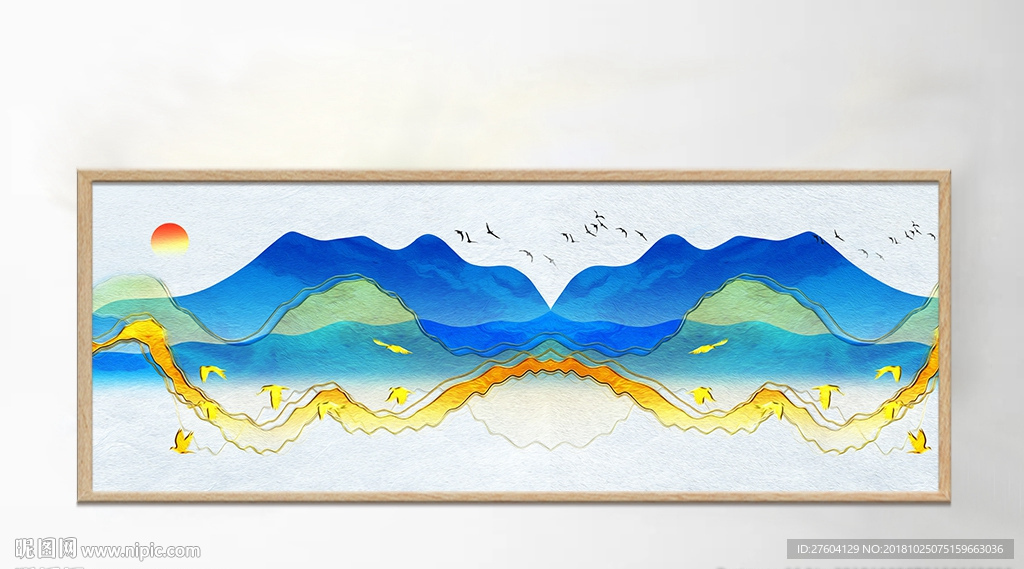 新中式抽象山水线条装饰画