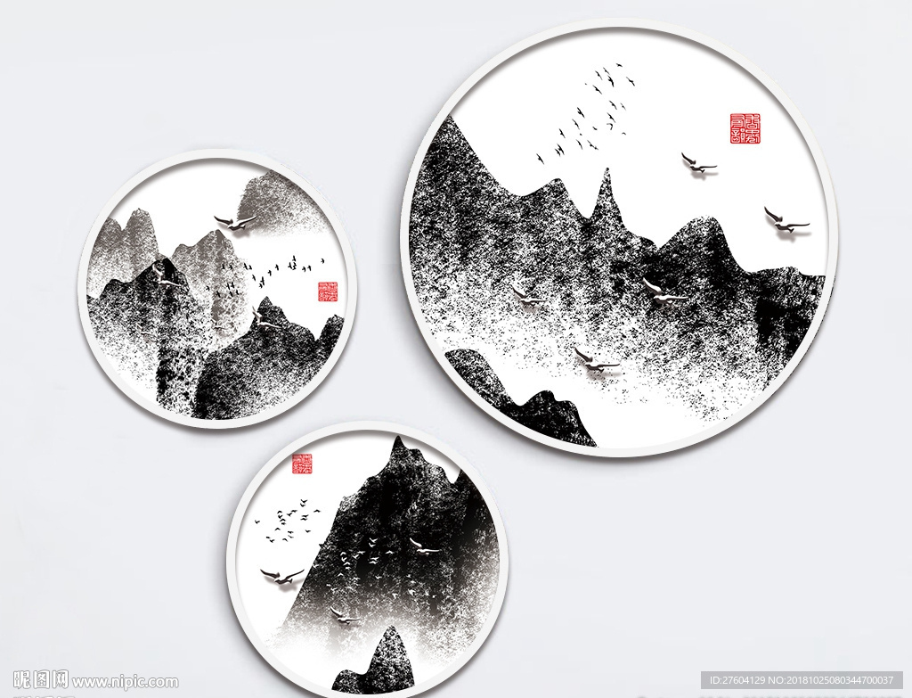 中国风大气山川风景装饰画