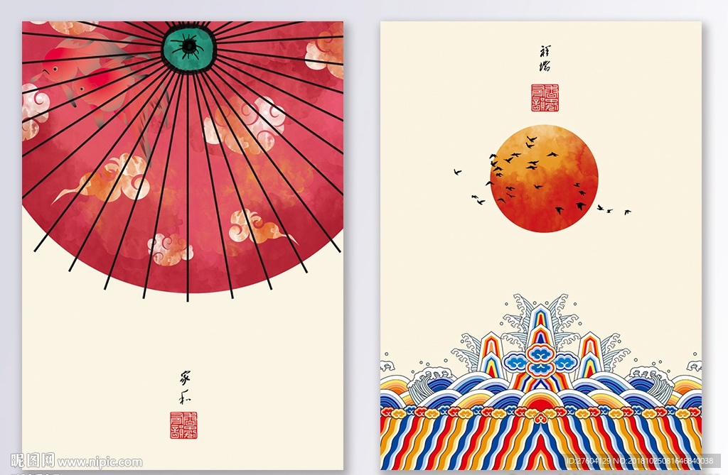 中国风民俗风景创意装饰画