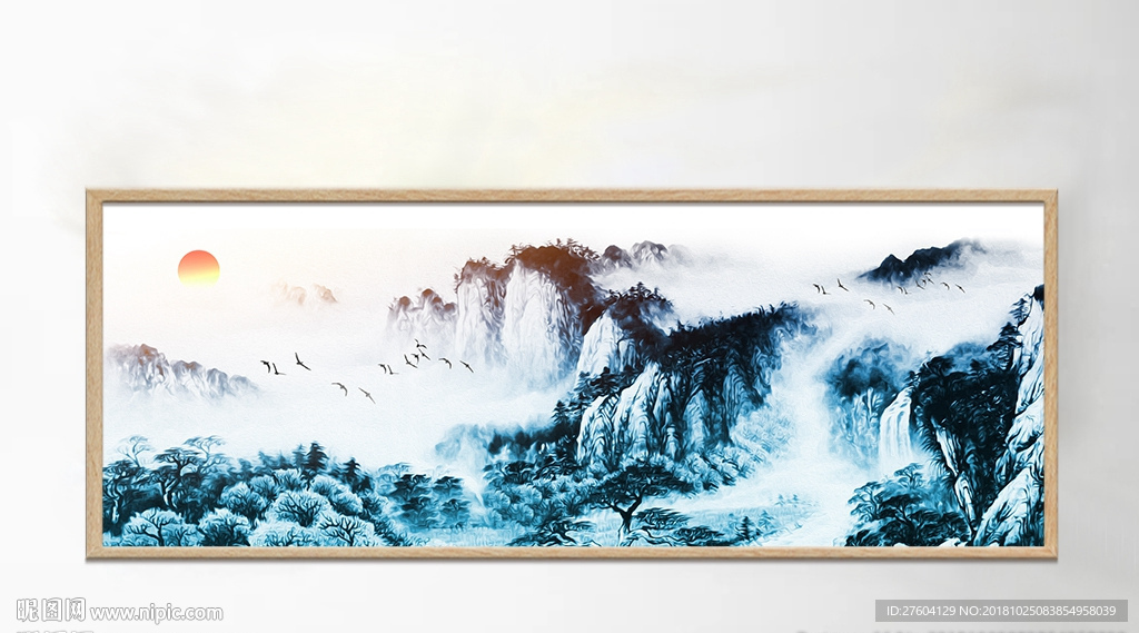 唯美水墨山水风景意境装饰画