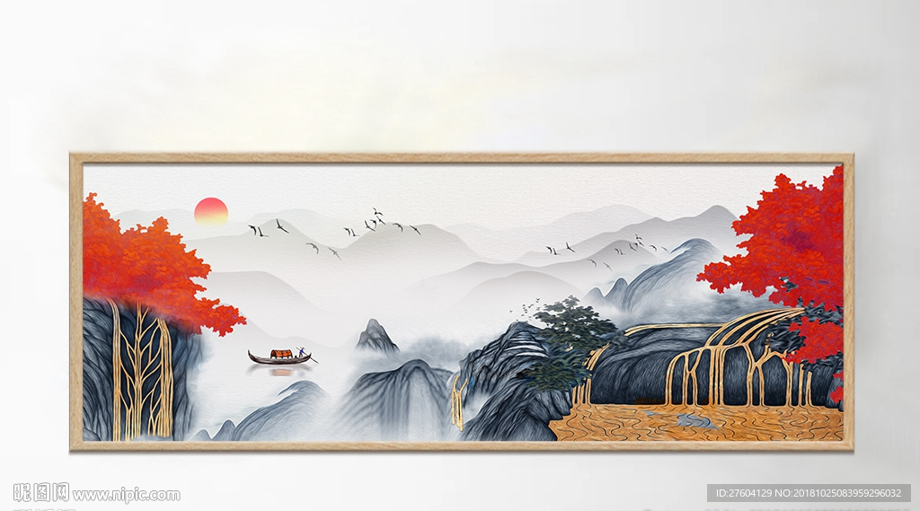 中式唯美山水意境风景装饰画