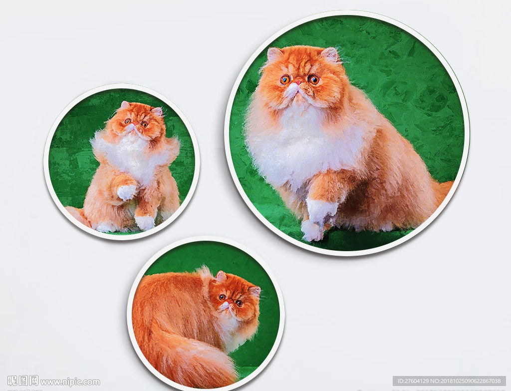 现代猫咪油画动物装饰画