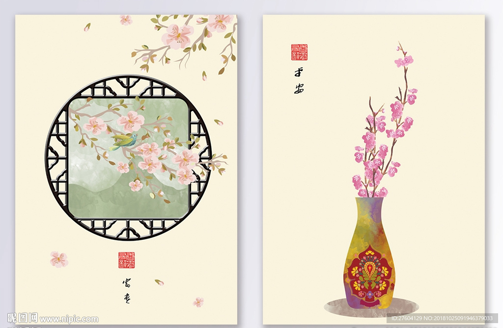 中国风水墨淡彩装饰画