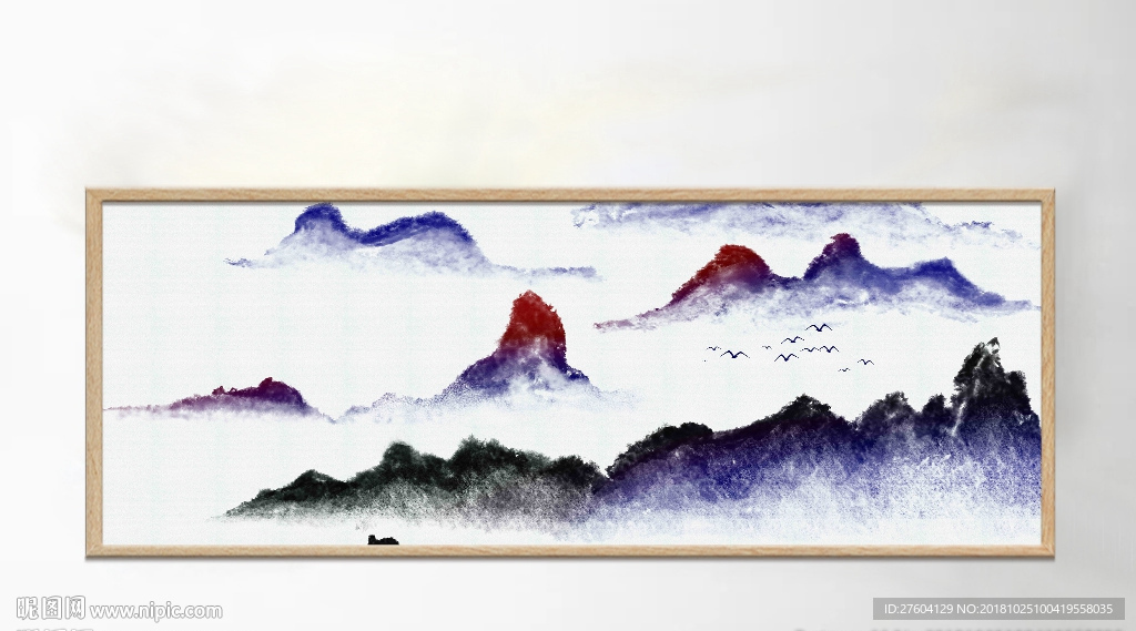 中式山水意境抽象装饰画