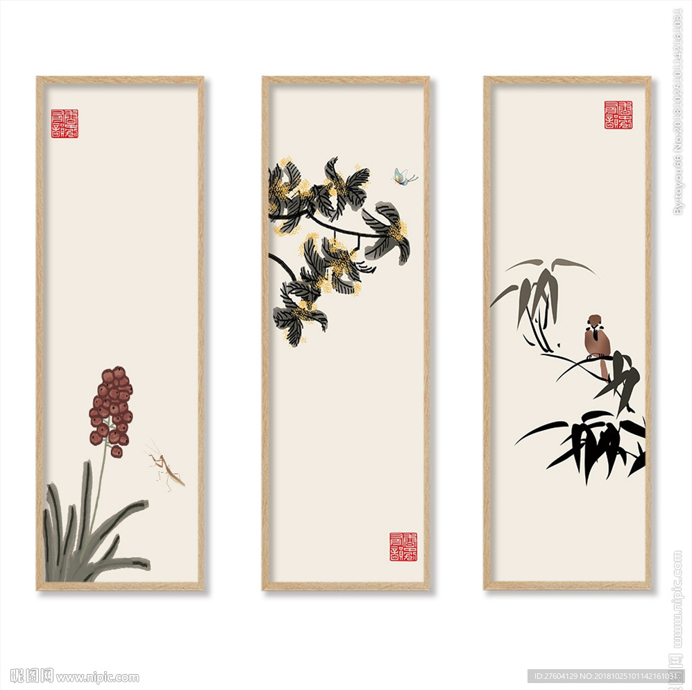 中国风水墨植物装饰画