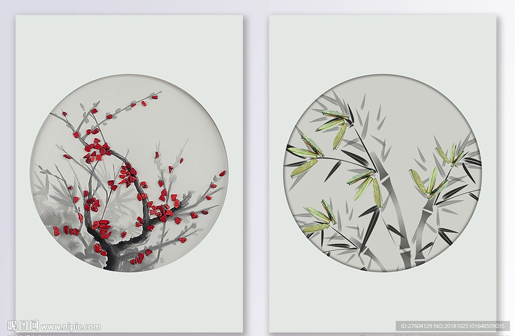 中国风水墨梅兰竹菊装饰画