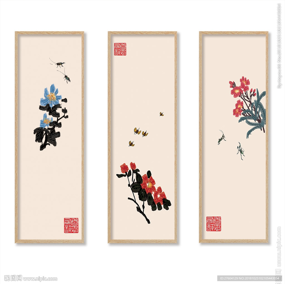 中国风水墨淡彩植物装饰画