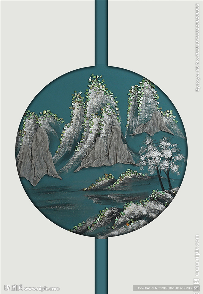 中国风立体浮雕山水装饰画