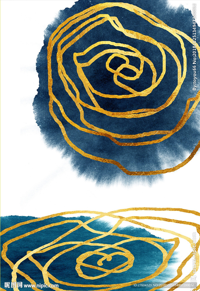 现代抽象金丝线条装饰画