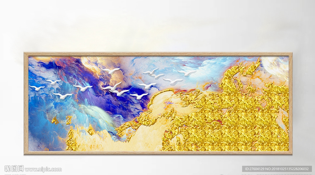 现代抽象金箔画风景装饰画