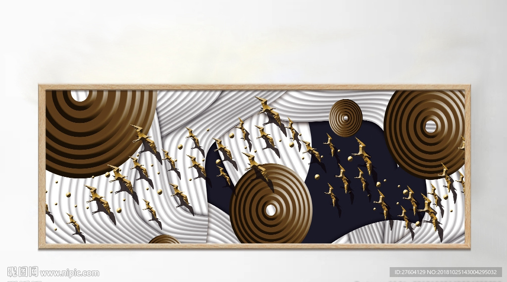 立体金色飞鸟创意装饰画