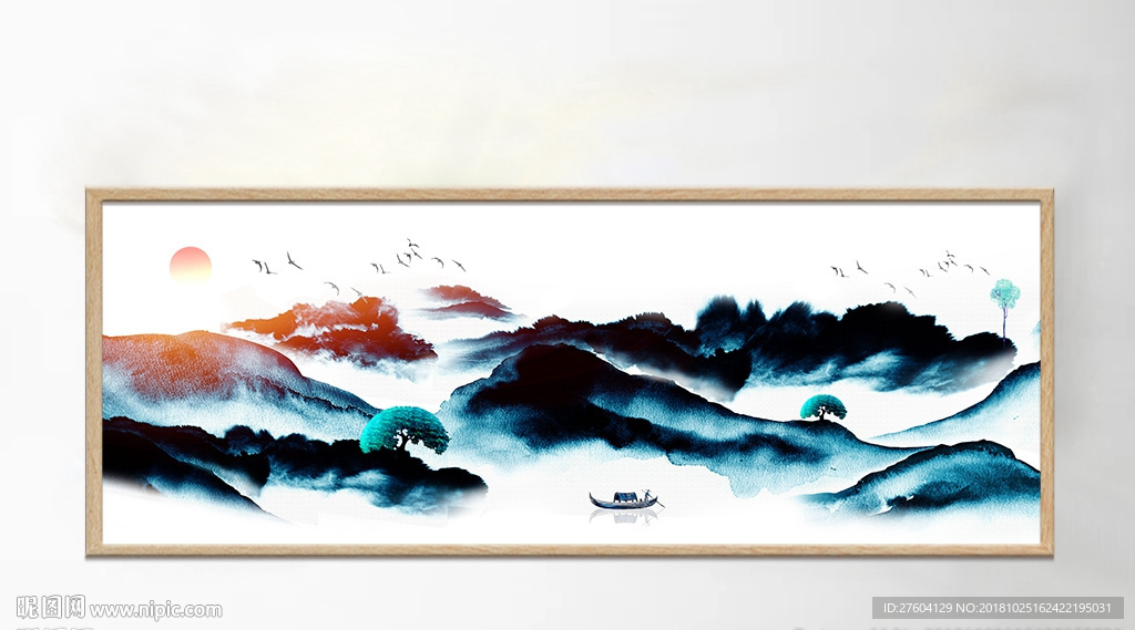 唯美水墨山水风景意境装饰画