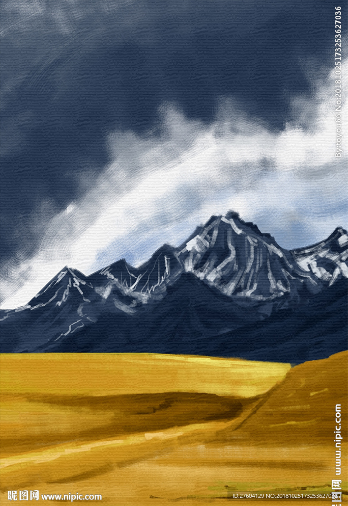 纹理质感金色山峦装饰画