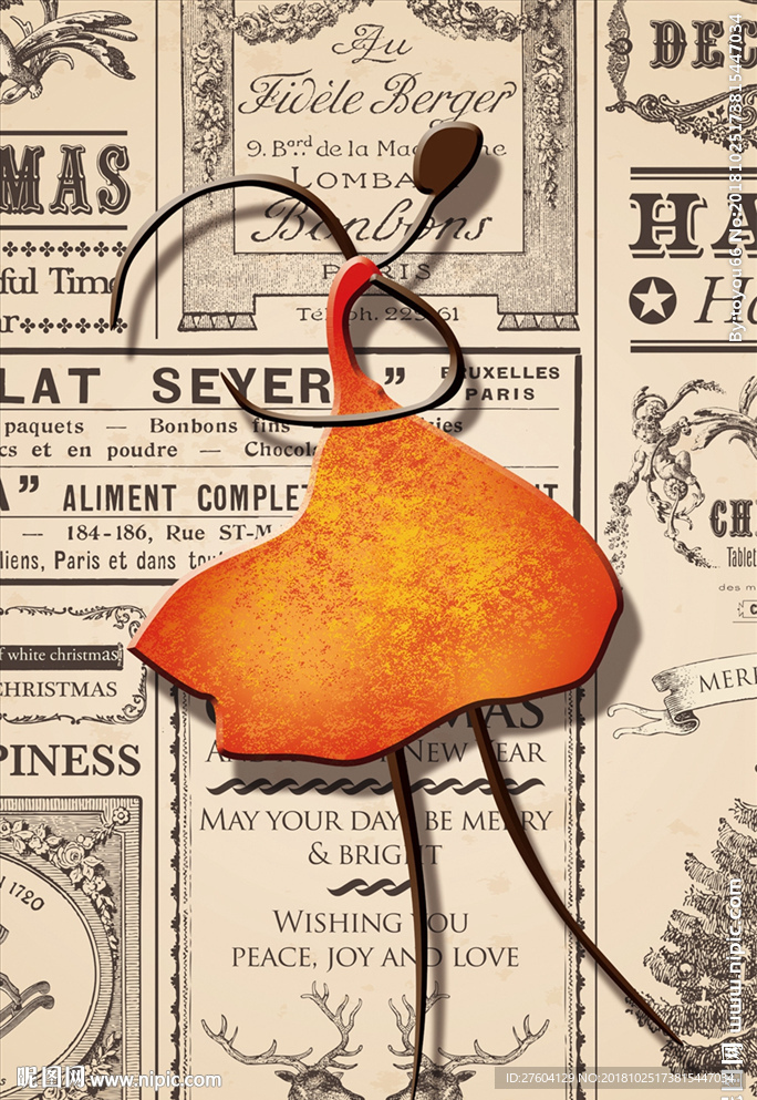 文艺立体跳舞创意人物装饰画