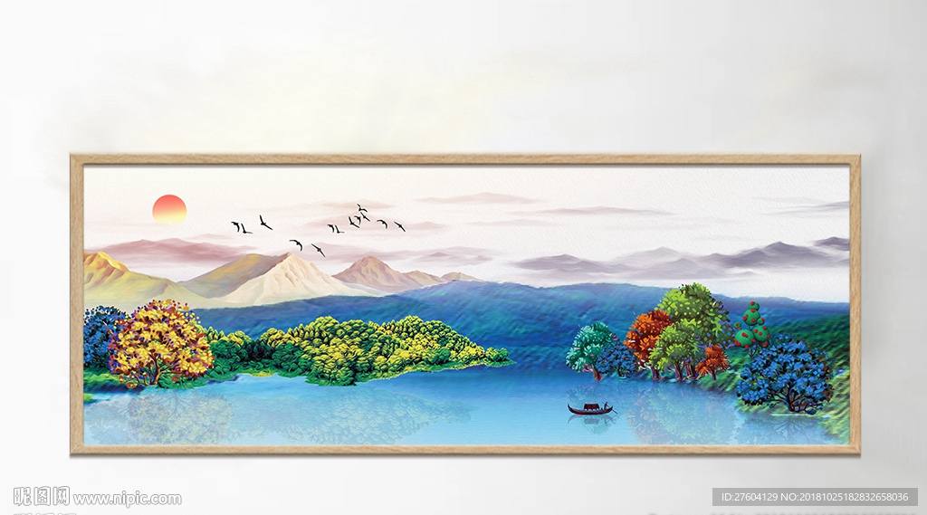新中式唯美山水风景画装饰画