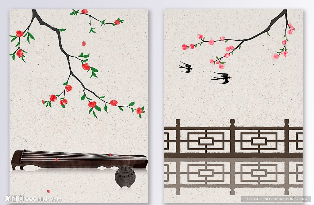 新中式手绘民族风花鸟装饰画