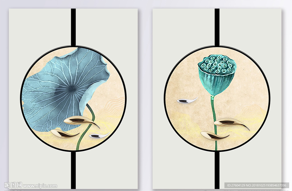 新中式立体浮雕荷韵装饰画