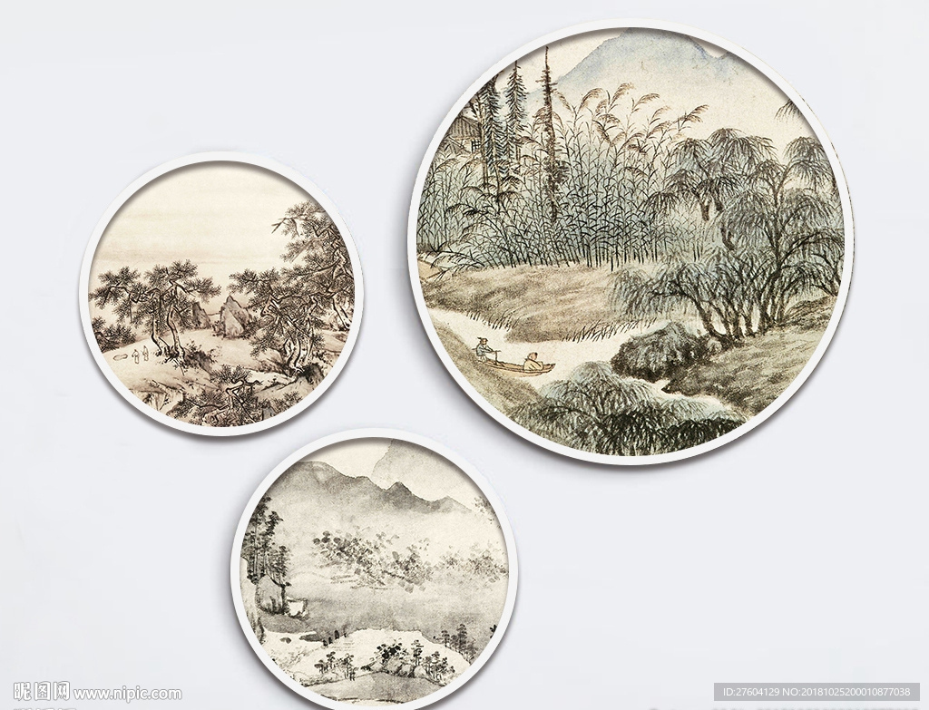 现代简约山水风景图案装饰画