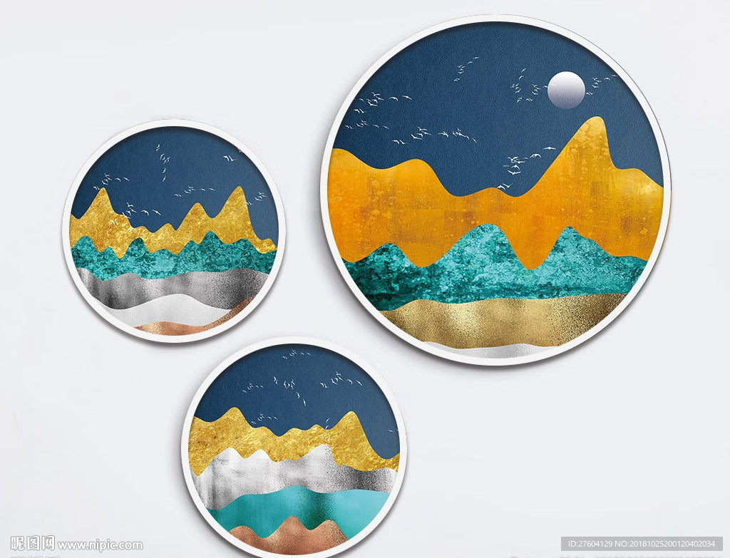 意境山水金箔意境装饰画