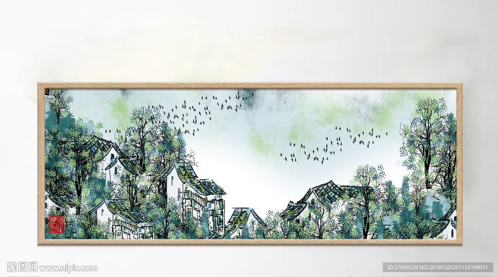 中国风水墨山川风景装饰画