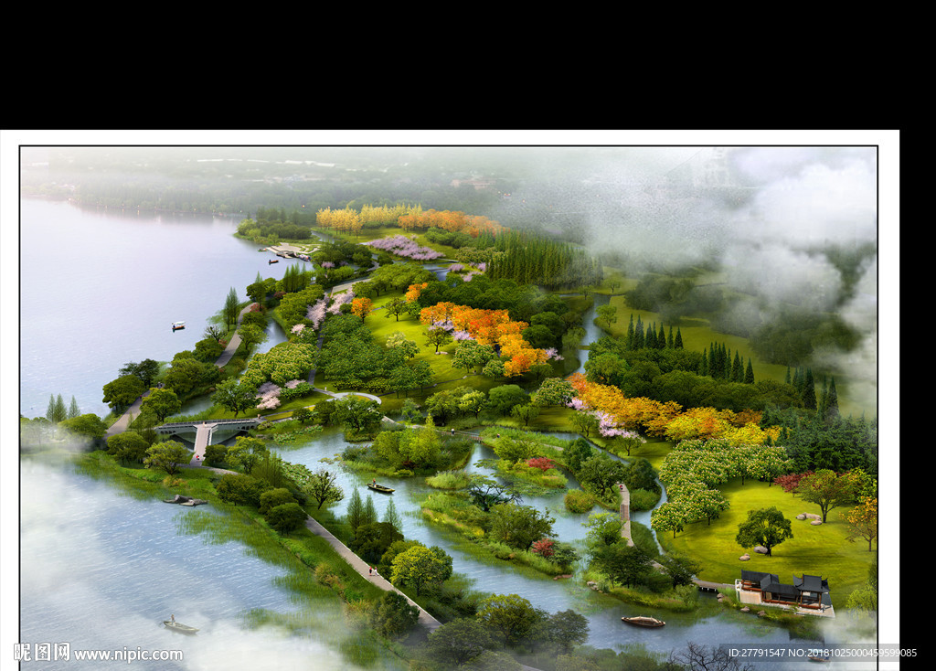 公园景观鸟瞰效果图