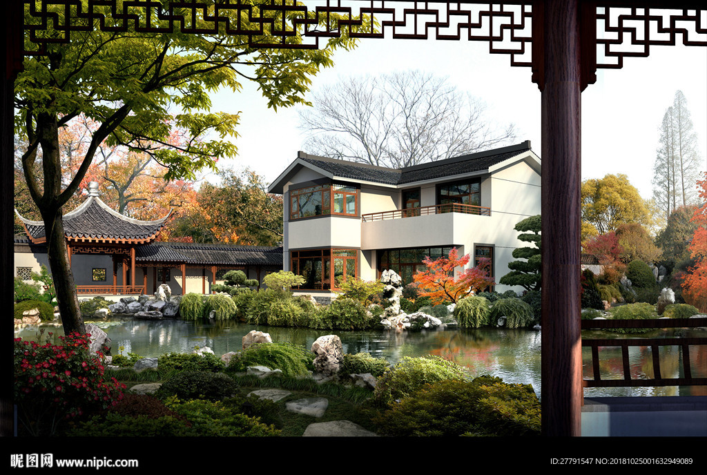 别墅庭院景观设计效果图