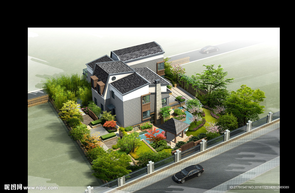 别墅景观设计效果图