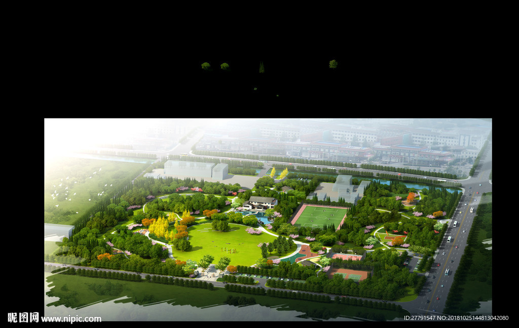 公园景观鸟瞰效果图