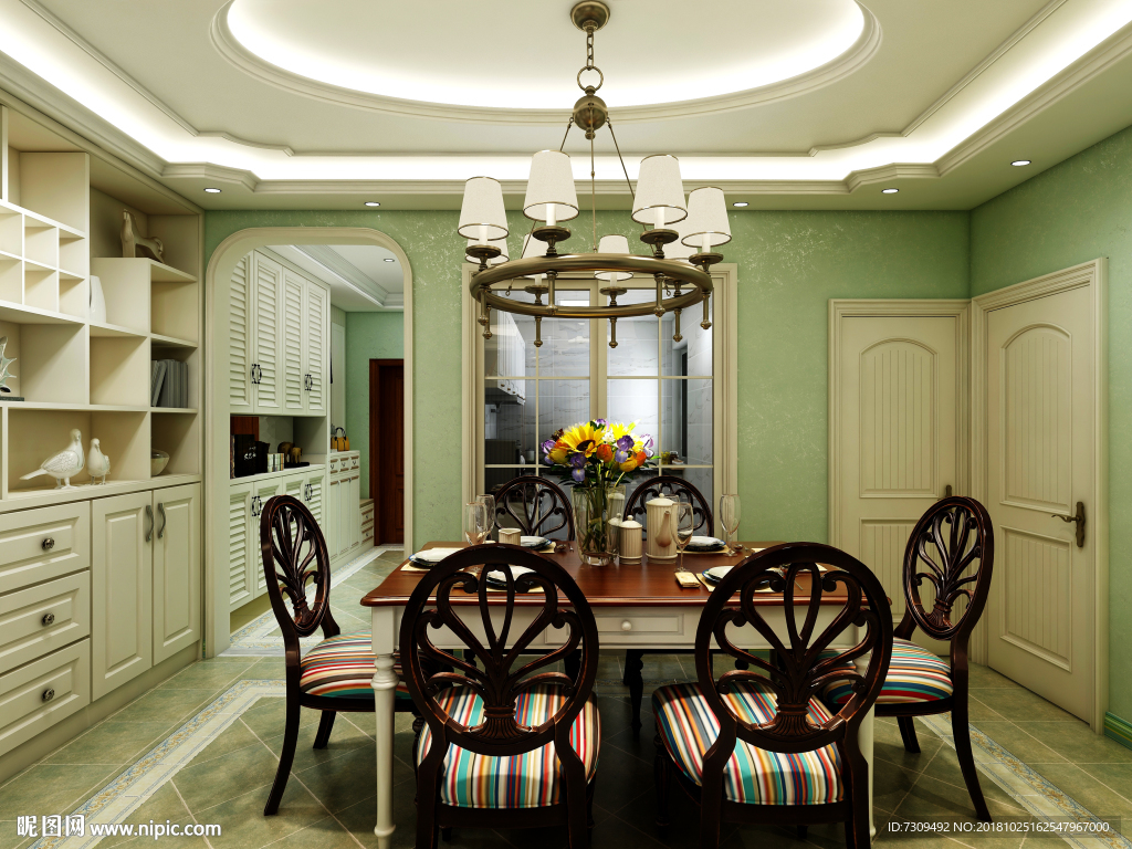 美式田园风格家居餐厅装修效果图