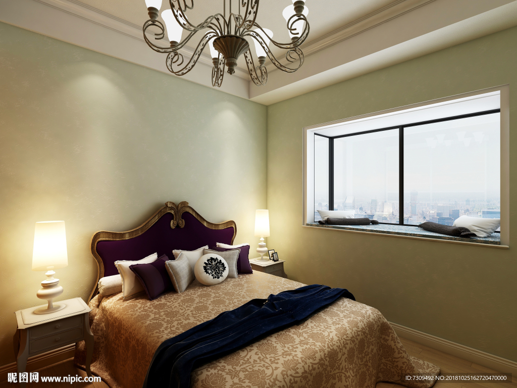 美式田园简约家居房间装修效果图