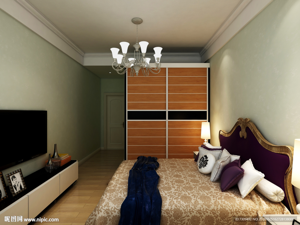 美式田园风格主人房装修效果图