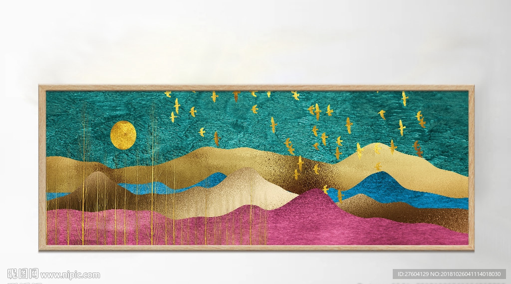 简约质感金箔纹理山水装饰画