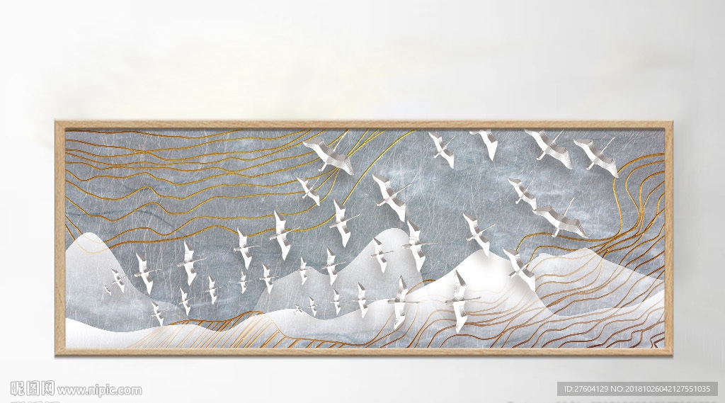 抽象线条淡雅意境梦幻山水装饰画