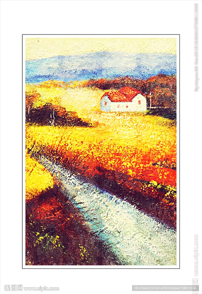 现代田园油画油菜花装饰画