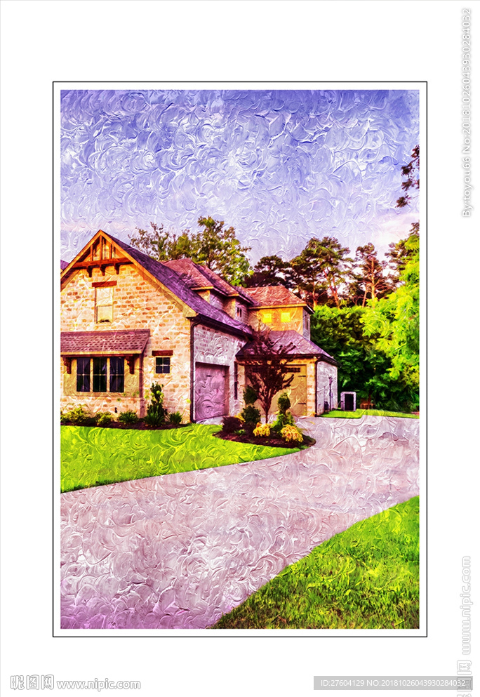 现代田园油画别墅装饰画