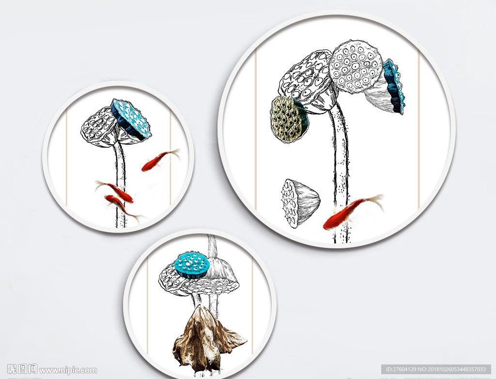 手绘莲蓬装饰画