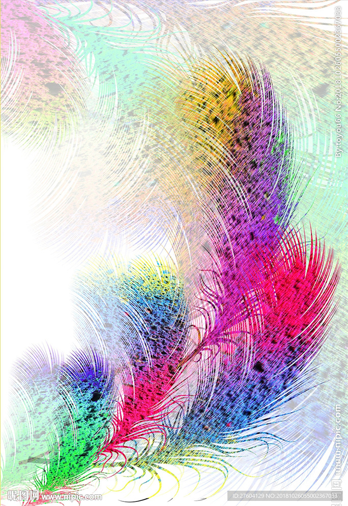 抽象七彩羽毛装饰画