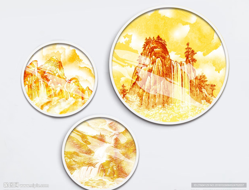 中国风流水生财装饰画