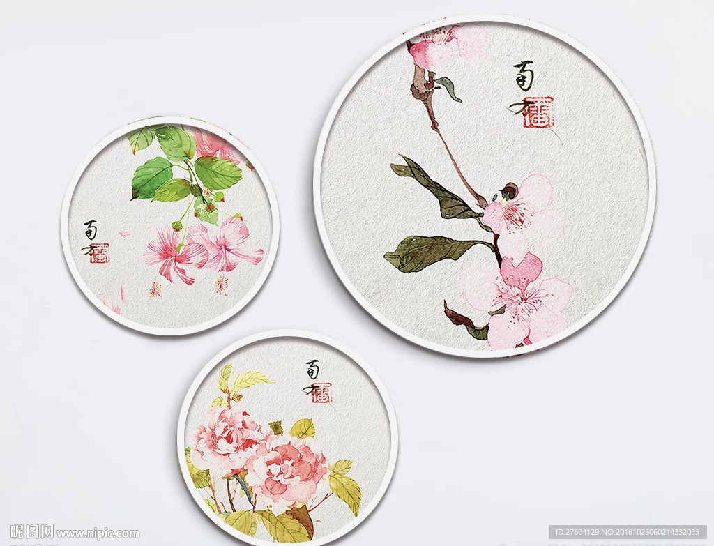 中国风小清新手绘花鸟装饰画