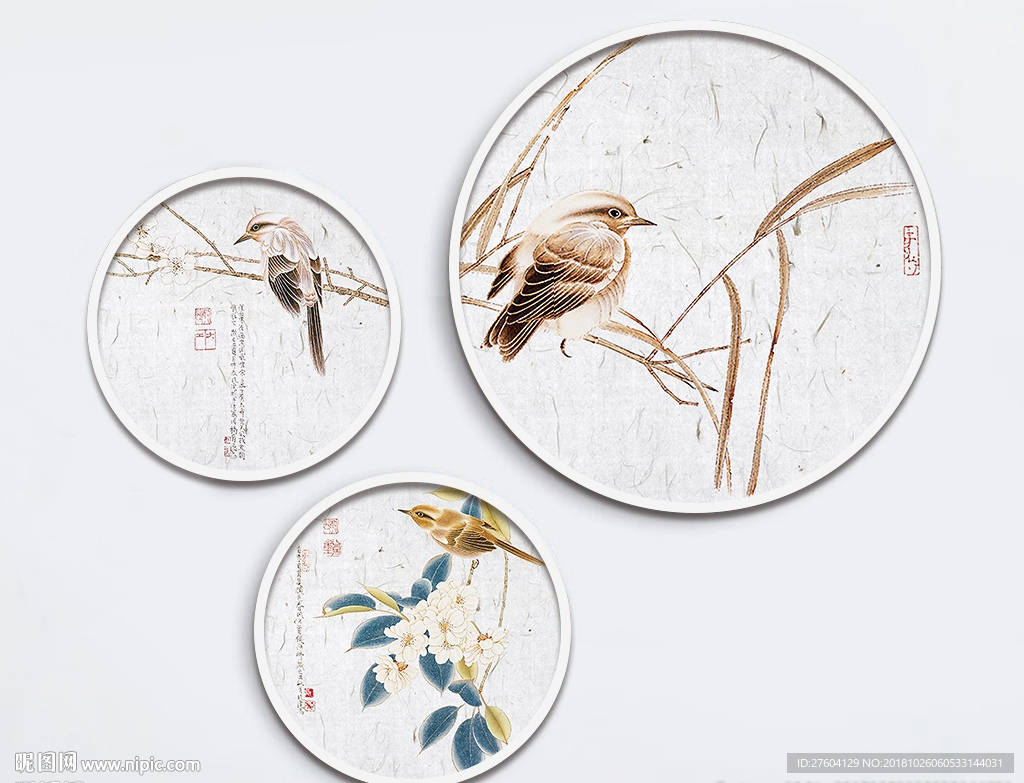 中国风素雅民俗手绘花鸟装饰画