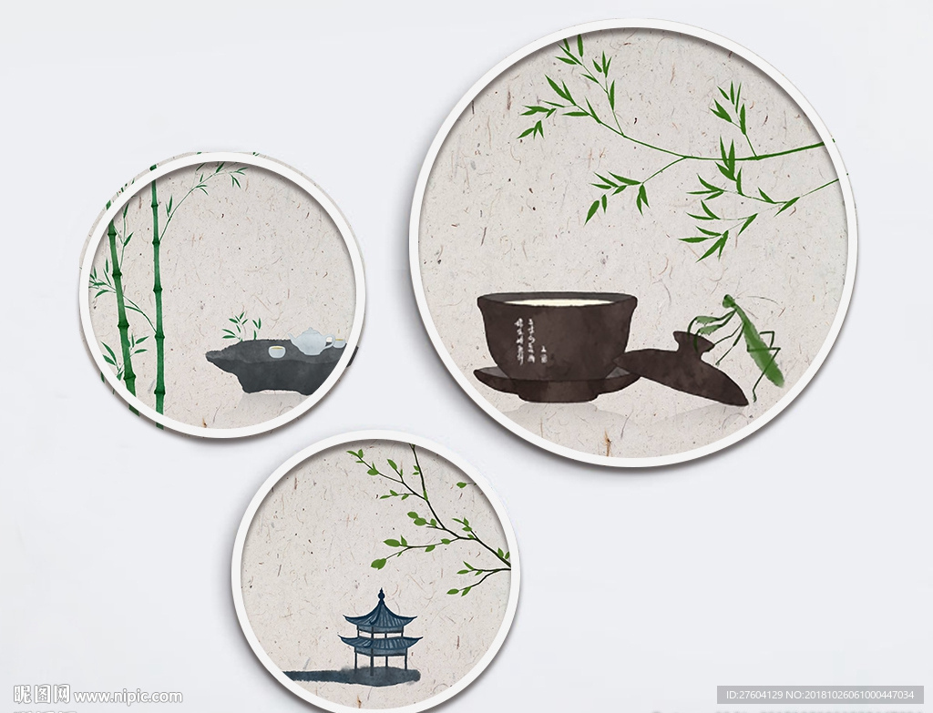 中国风水墨手绘素材民俗装饰画
