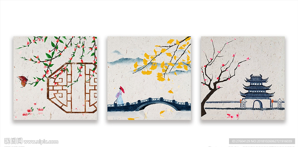 中国风手绘素雅民俗禅意装饰画