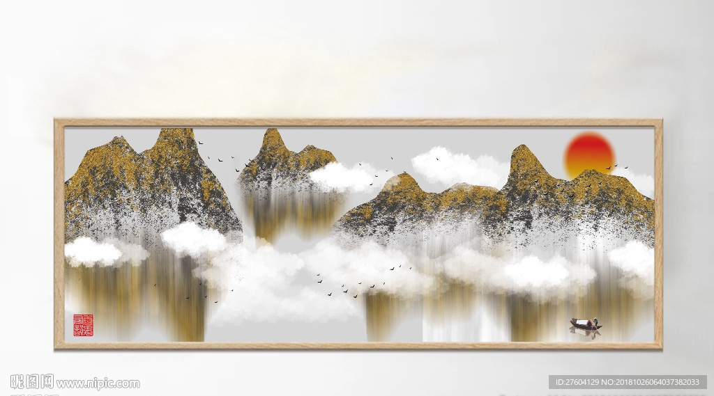 中国风山峦风景创意装饰画