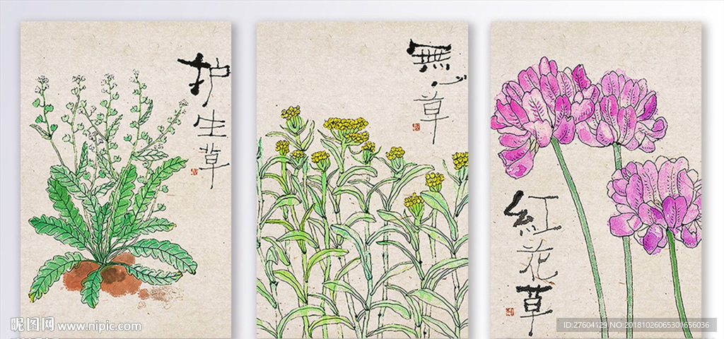 中国风民俗手绘花鸟装饰画