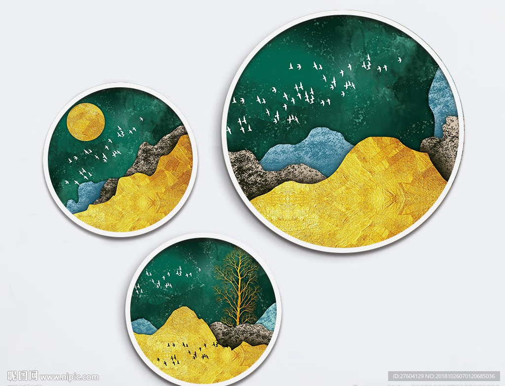 中国风立体山川风景装饰画