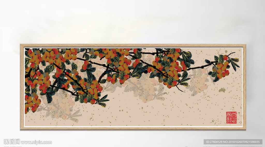 中国风淡彩水墨民俗植物装饰画