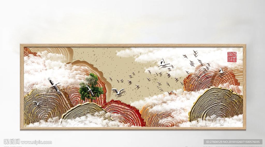 中国风创意年轮风景装饰画